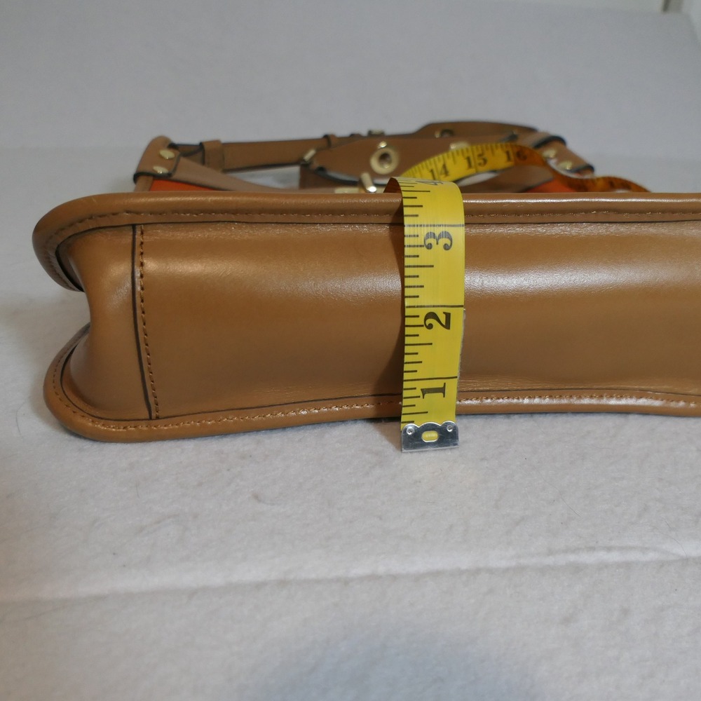 Michael Kors Womens Sullivan Messenger Bag L Tangerine Tan Canvas Leather Bold - Picture 3 of 16